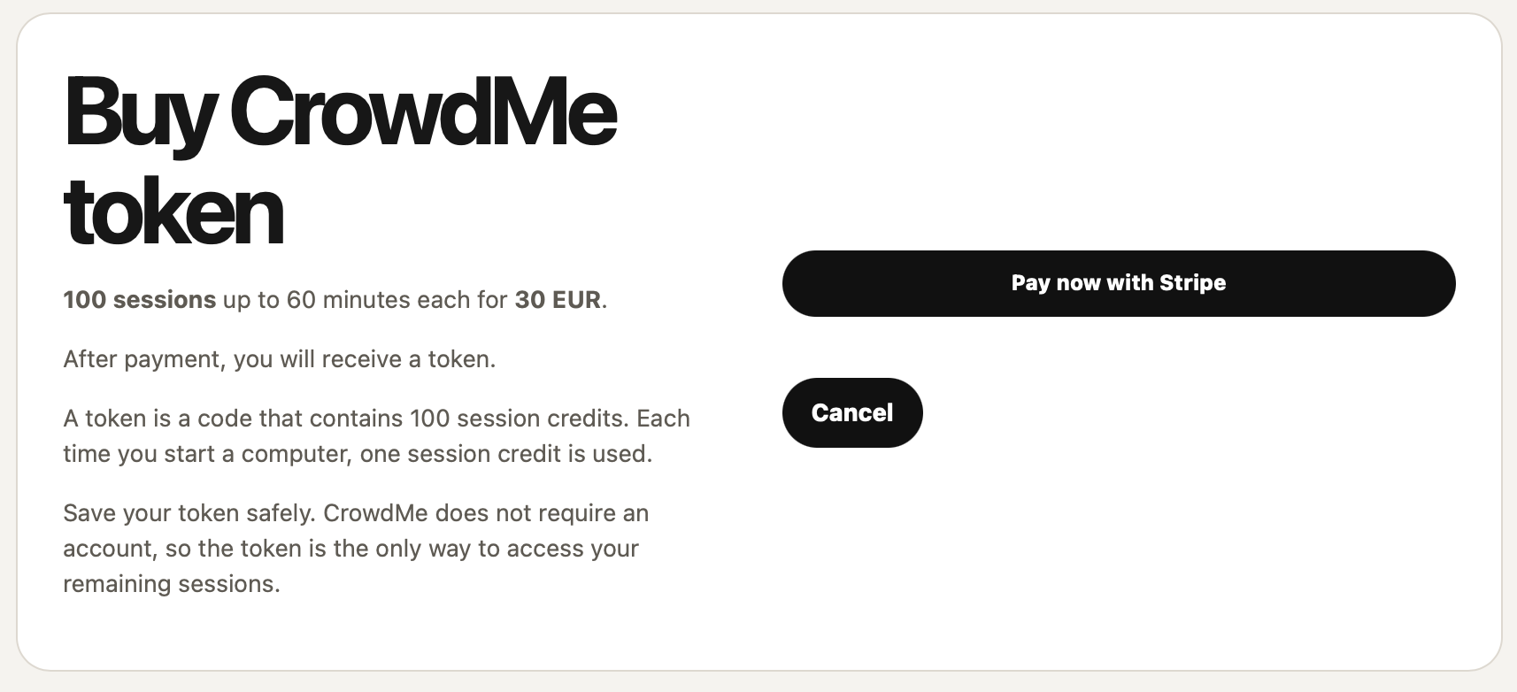 Buy CrowdMe token page